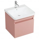 Britton Dalston Wall Hung 1-Drawer Vanity Unit with Basin 500mm Wide - Matt Pink