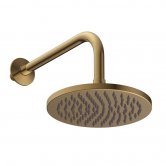 Britton Hoxton Fixed Shower Head with Wall Mounted Arm 200mm Diameter - Brushed Brass