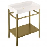 Britton Shoreditch Frame 700mm Wide Basin with Brushed Brass Washstand - 0TH