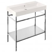 Britton Shoreditch Frame 850mm Wide Basin with Polished Stainless Steel Washstand - 0TH