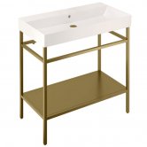Britton Shoreditch Frame 850mm Wide Basin with Brushed Brass Washstand - 0TH