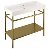 Britton Shoreditch Frame 1000mm Wide Basin with Brushed Brass Washstand - 0TH