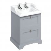 Burlington 65 2-Drawer Vanity Unit and Classic Basin 650mm Wide Classic Grey - 2 Tap Hole