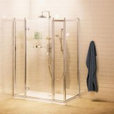 Burlington Traditional Inline Hinged Door Shower Enclosure with Tray 1100mm x 760mm 8mm Glass