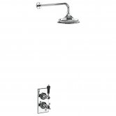 Burlington Trent Dual Concealed Mixer Shower with Black Ceramic Lever and 6 Inch Fixed Head - Chrome