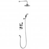 Burlington Trent Thermostatic Dual Concealed Mixer Shower with Shower Kit and 9 Inch Fixed Head - Black/Chrome