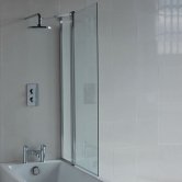 Cleargreen Hinged Bath Screen with Fixed Panel 1450mm H x 850mm W - 6mm Glass