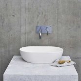 Clearwater Formoso Clear Stone Sit-On Countertop Basin 550mm Wide - Matt White