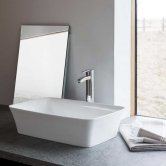 Clearwater Palermo Clear Stone Sit-On Countertop Basin 550mm Wide - 0 Tap Hole