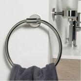 Coram Boston Modern Towel Ring - Chrome