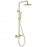 Delphi Round Cool Touch Thermostatic Bar Mixer Shower with Shower Kit - Brushed Brass
