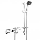 Deva Thermostatic Bath Shower Mixer with Satinjet Slider Rail Kit - Chrome