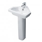 Duchy Ivy Corner Basin with Full Pedestal, 450mm Wide, 1 Tap Hole