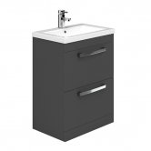 Duchy Nevada 2-Drawer Floor Standing Vanity Unit with Basin 600mm Wide Grey 1 Tap Hole