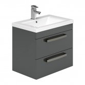 Duchy Nevada 2-Drawer Wall Hung Vanity Unit with Basin 600mm Wide Grey 1 Tap Hole