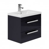 Duchy Nevada 2-Drawer Wall Hung Vanity Unit with Basin 600mm Wide Indigo Gloss 1 Tap Hole