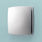 HiB Breeze Wall Mounted Matt Silver Bathroom Fan With Timer 152mm High x 152mm Wide x 33mm Deep