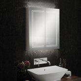 HiB Edge 60 Aluminium LED Double Door Bathroom Cabinet 700mm H x 600mm W x 140mm D