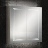 HiB Edge 80 Aluminium LED Double Door Bathroom Cabinet 700mm H x 800mm W x 140mm D