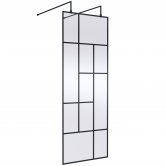 Hudson Reed Abstract Frame Wetroom Screen with Support Bars 760mm Wide - 8mm Glass