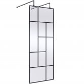 Hudson Reed Abstract Frame Wetroom Screen with Support Bars 800mm Wide - 8mm Glass