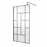 Hudson Reed Abstract Frame Wetroom Screen with Support Bar 1100mm Wide - 8mm Glass