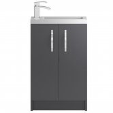 Hudson Reed Apollo Compact Floor Standing Vanity Unit and Basin 505mm Wide Gloss Grey 1 Tap Hole