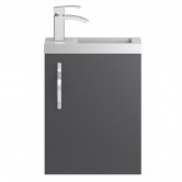 Hudson Reed Apollo Compact Wall Hung Vanity Unit and Basin 405mm Wide Gloss Grey 1 Tap Hole