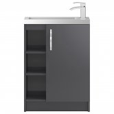 Hudson Reed Apollo Compact 1-Door Floor Standing Vanity Unit and Basin 605mm Gloss Grey 1 Tap Hole