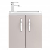 Hudson Reed Apollo Compact Wall Hung Vanity Unit and Basin 505mm Wide Gloss Cashmere 1 Tap Hole