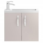 Hudson Reed Apollo Compact Wall Hung Vanity Unit and Basin 605mm Wide Gloss Cashmere 1 Tap Hole