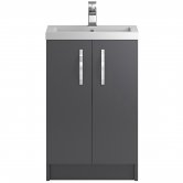 Hudson Reed Apollo Floor Standing Vanity Unit and Basin 505mm Wide Gloss Grey 1 Tap Hole