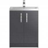 Hudson Reed Apollo Floor Standing Vanity Unit and Basin 605mm Wide Gloss Grey 1 Tap Hole