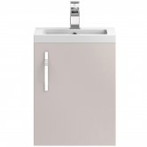 Hudson Reed Apollo Wall Hung Vanity Unit and Basin 405mm Wide Gloss Cashmere 1 Tap Hole