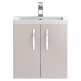 Hudson Reed Apollo Wall Hung Vanity Unit and Basin 505mm Wide Gloss Cashmere 1 Tap Hole