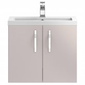 Hudson Reed Apollo Wall Hung Vanity Unit and Basin 605mm Wide Gloss Cashmere 1 Tap Hole