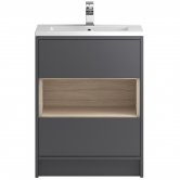 Hudson Reed Coast Floor Standing Vanity Unit with Basin 2 600mm Wide - Gloss Grey