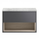 Hudson Reed Coast Wall Hung 1-Drawer Vanity Unit with Grey Worktop 800mm Wide - Gloss Grey