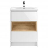 Hudson Reed Coast Floor Standing Vanity Unit with Basin 3 600mm Wide - Gloss White