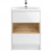 Hudson Reed Coast Floor Standing Vanity Unit with Basin 1 600mm Wide - Gloss White