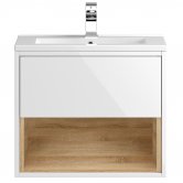 Hudson Reed Coast Wall Hung Vanity Unit with Basin 2 600mm Wide - Gloss White