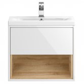 Hudson Reed Coast Wall Hung Vanity Unit with Basin 1 600mm Wide - Gloss White