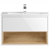 Hudson Reed Coast Wall Hung Vanity Unit with Basin 2 800mm Wide - Gloss White