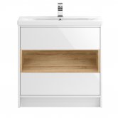 Hudson Reed Coast Floor Standing Vanity Unit with Basin 1 800mm Wide - Gloss White