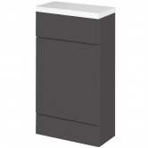 Hudson Reed Fusion Compact WC Unit with Polymarble Worktop 500mm Wide - Gloss Grey