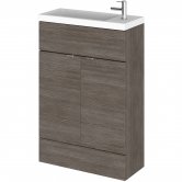 Hudson Reed Fusion Compact Vanity Unit with Basin 600mm Wide - Brown Grey Avola