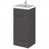 Hudson Reed Fusion Floor Standing Vanity Unit with Basin 400mm Wide - Gloss Grey