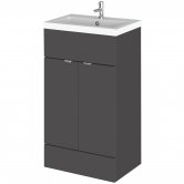 Hudson Reed Fusion Floor Standing Vanity Unit with Basin 500mm Wide - Gloss Grey