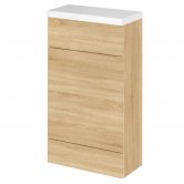 Hudson Reed Fusion Compact WC Unit with Polymarble Worktop 500mm Wide - Natural Oak