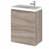 Hudson Reed Fusion Wall Hung 1-Door Vanity Unit with Compact Basin 400mm Wide - Driftwood